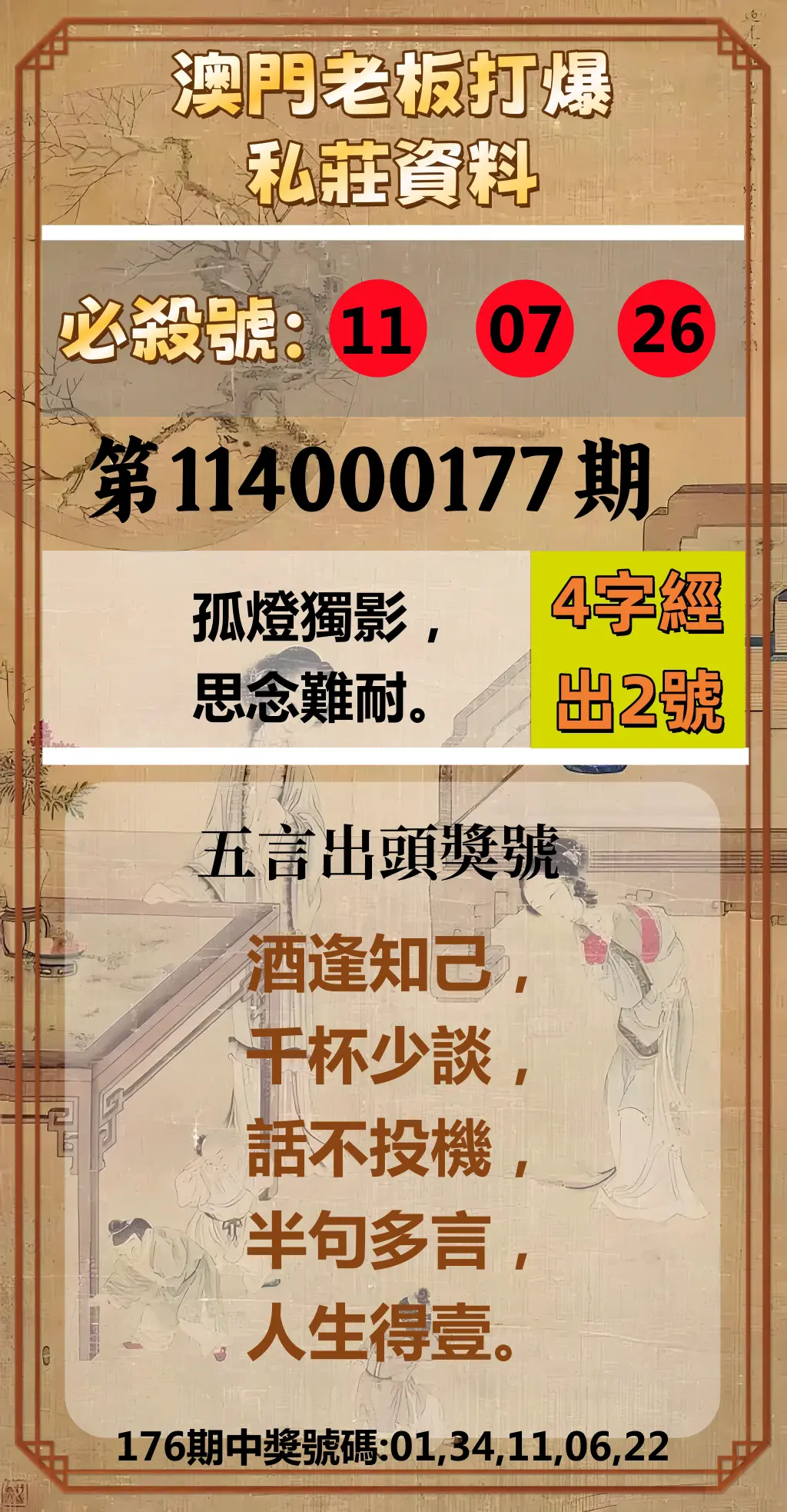 今彩539第114000177期(07/22)澳門老板打爆私莊資料