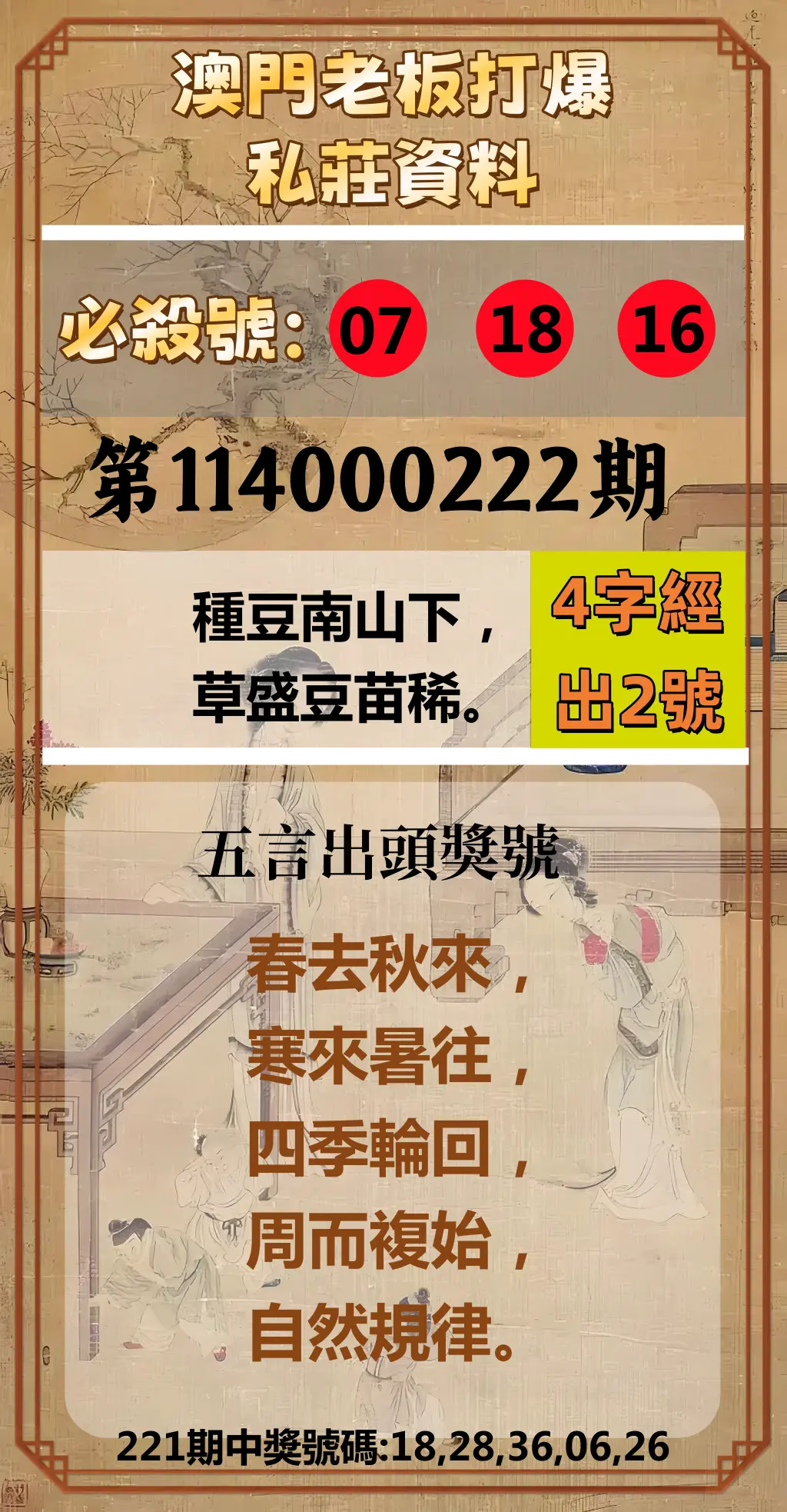 今彩539第114000222期(09/12)澳門老板打爆私莊資料