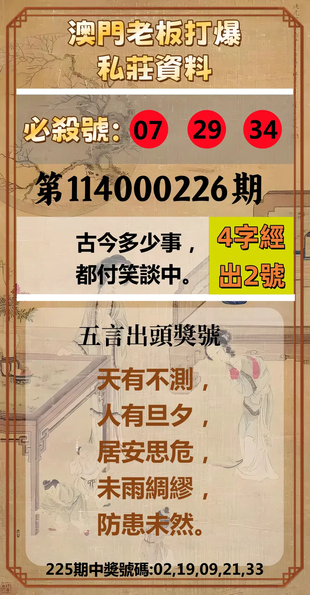 今彩539第114000226期(09/17)澳門老板打爆私莊資料