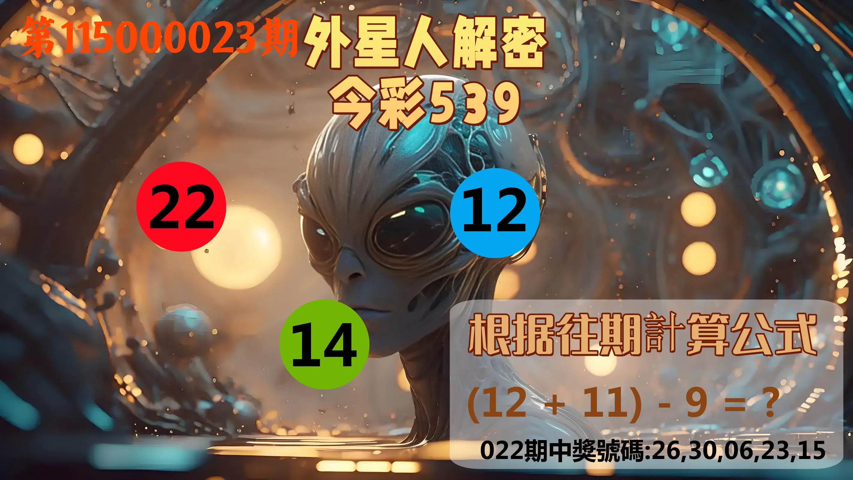 今彩539第115000023期(01/27)外星人解密今彩539