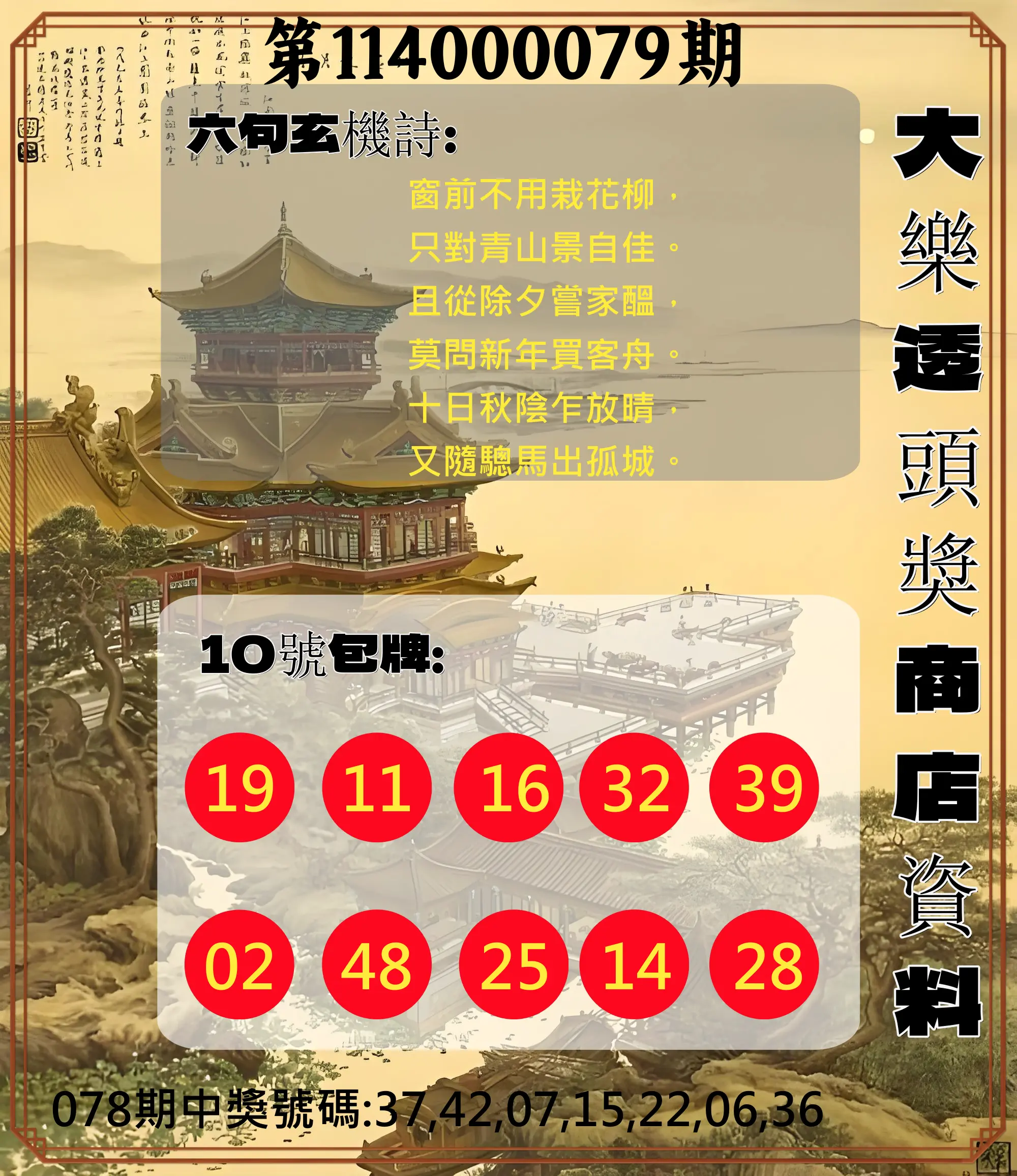 大樂透第114000079期(08/15)大樂透頭獎商店資料