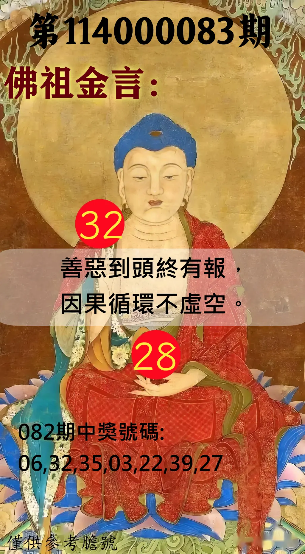 大樂透第114000083期(08/29)佛祖金言