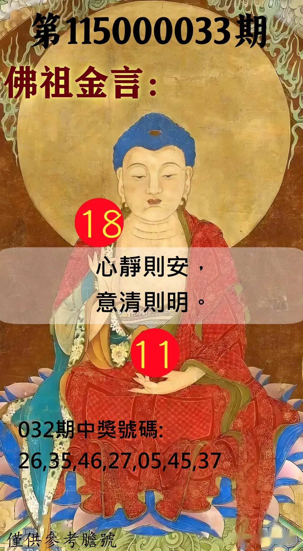 大樂透第115000033期(03/06)佛祖金言