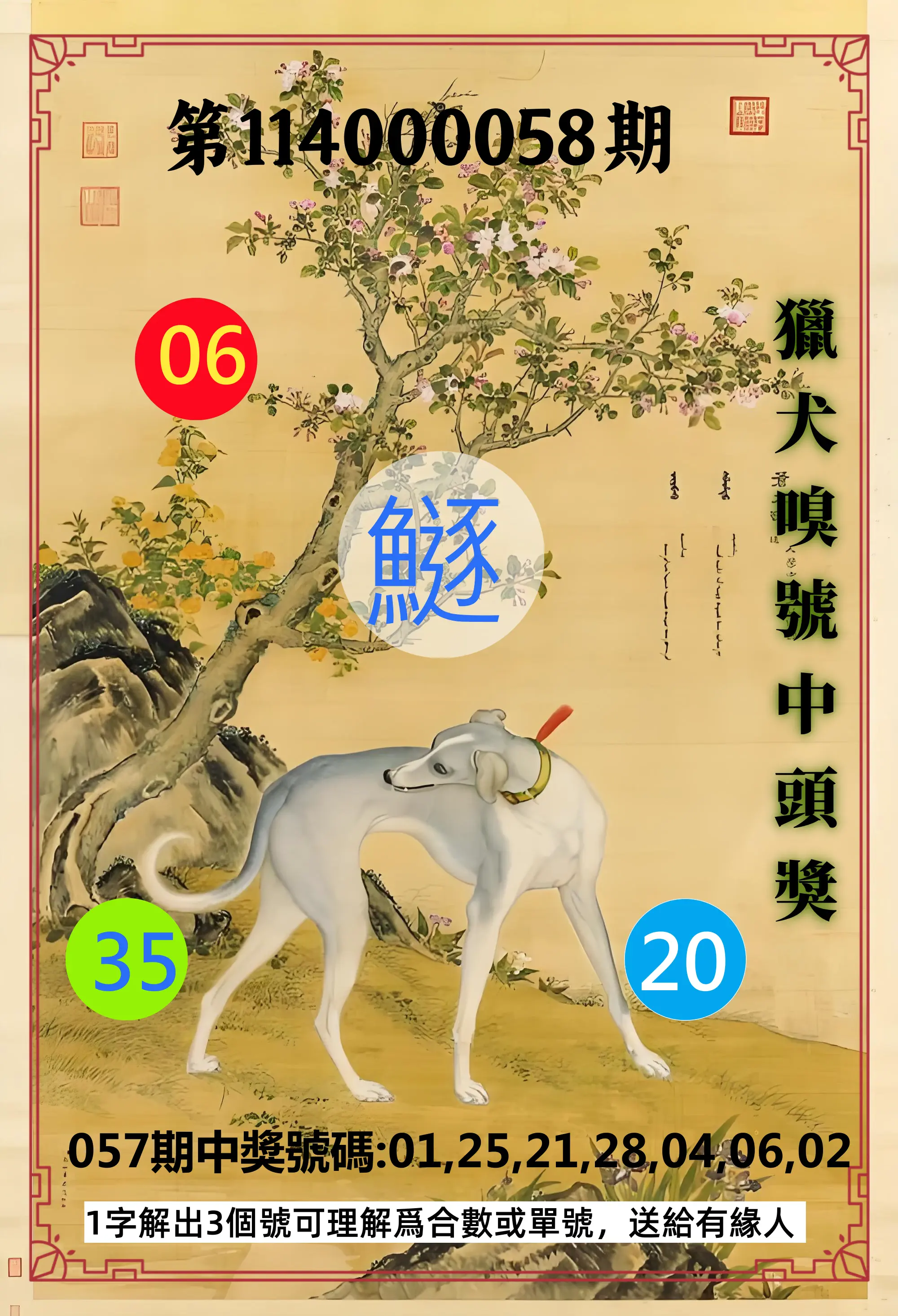 威力彩第114000058期(07/21)獵犬嗅號中頭獎