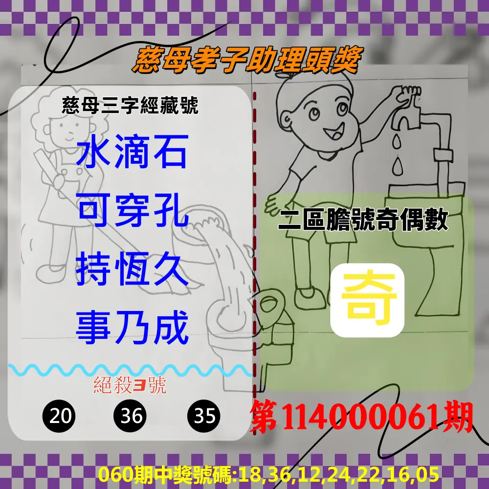 威力彩第114000061期(07/31)慈母孝子助理頭獎