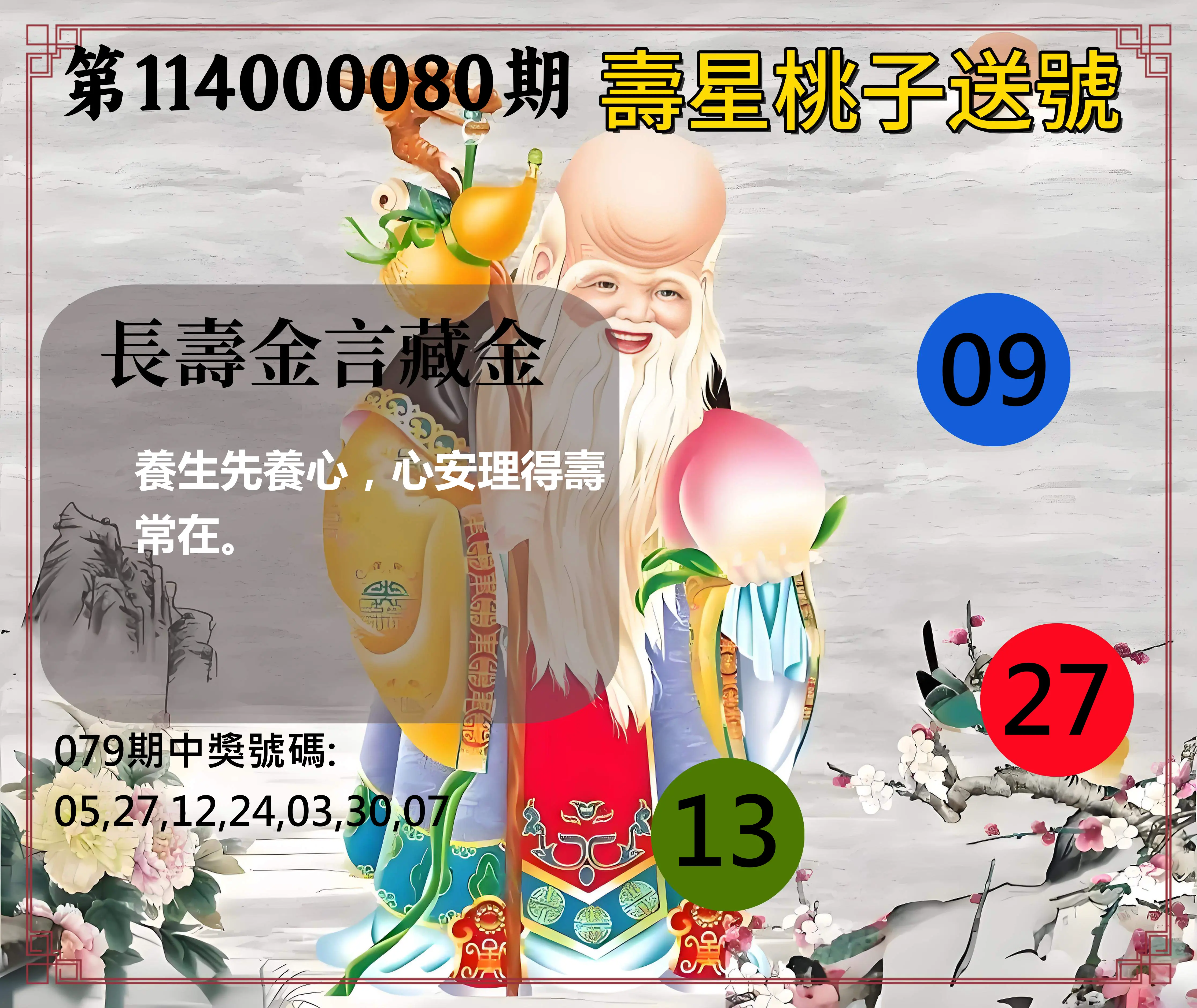 威力彩第114000080期(10/06)壽星桃子送號