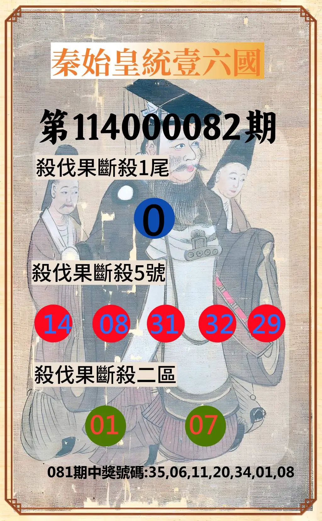 威力彩第114000082期(10/13)秦始皇統壹六國