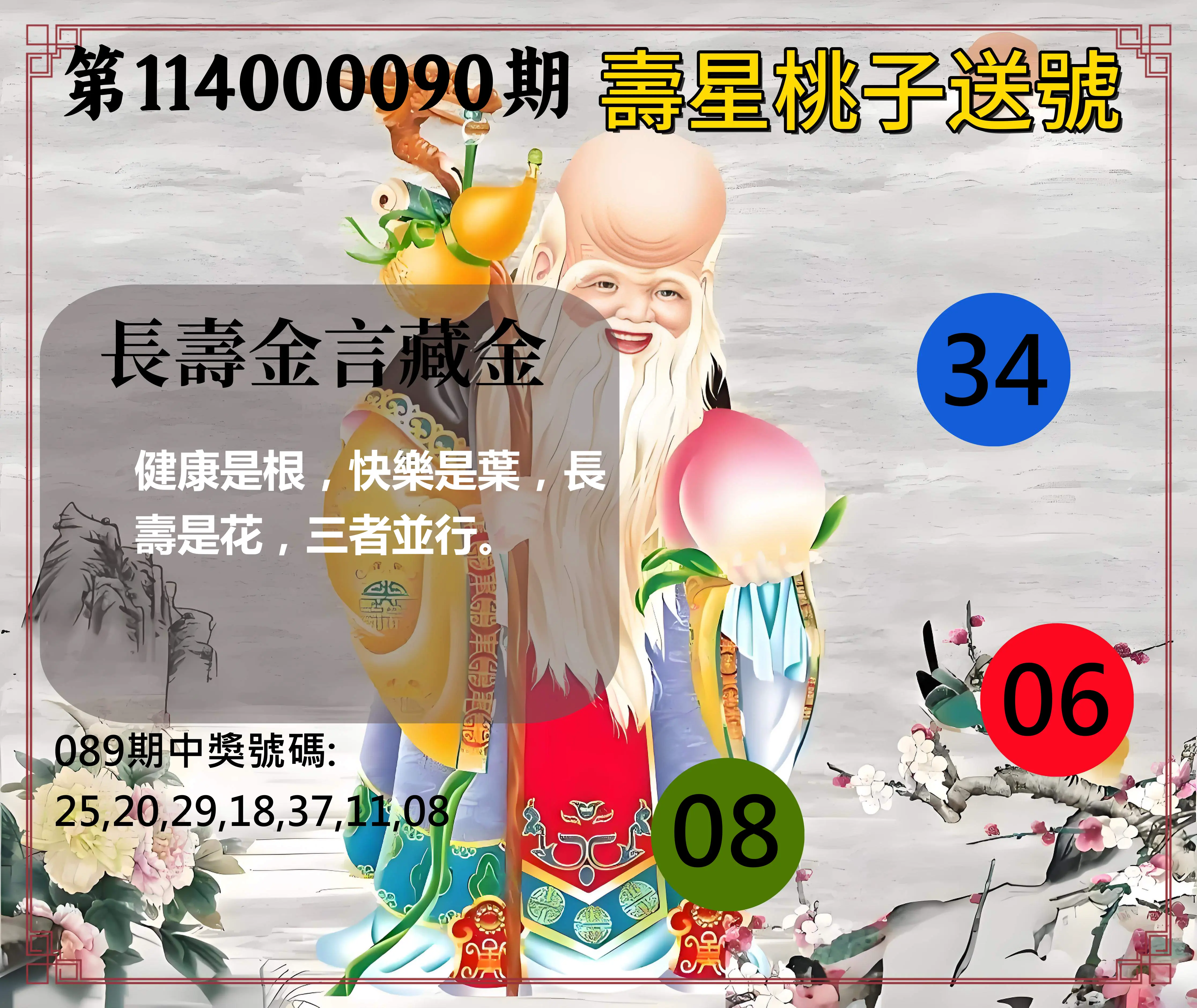 威力彩第114000090期(11/10)壽星桃子送號