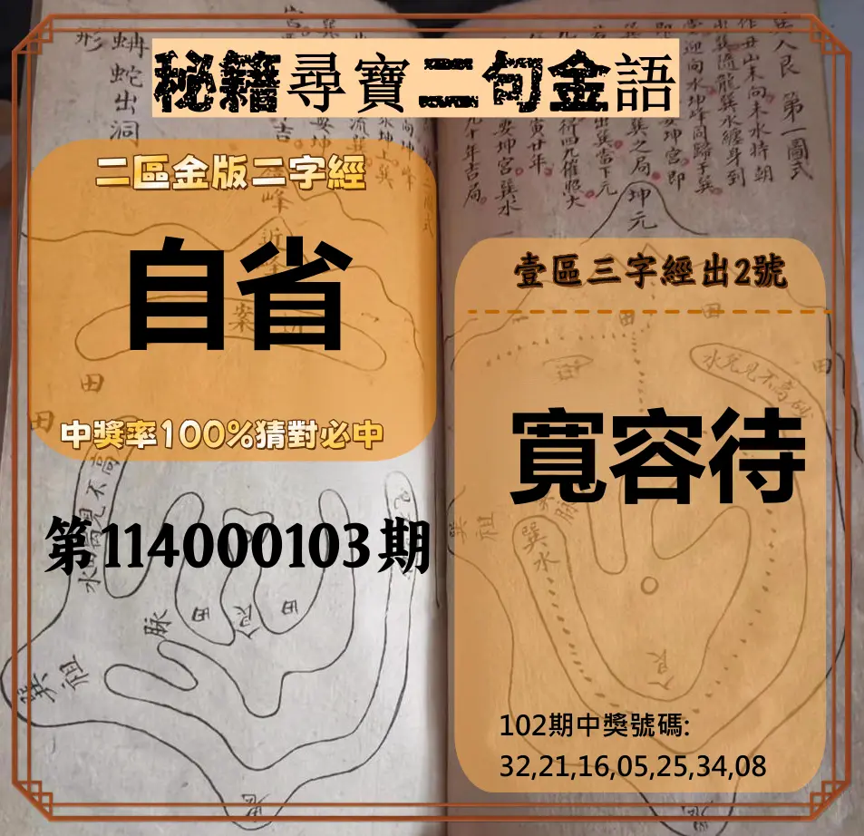 威力彩第114000103期(12/25)秘籍尋寶二句金語