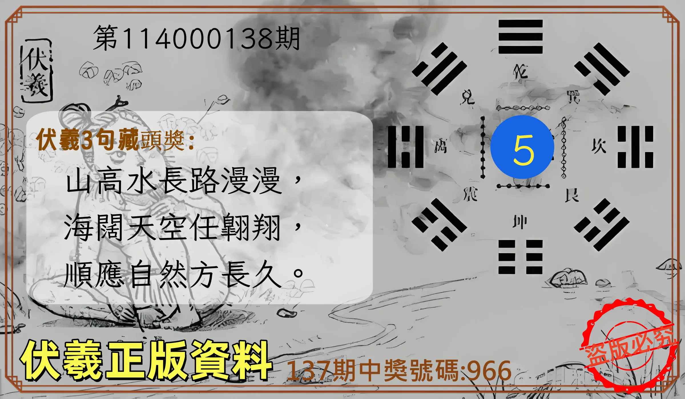 3星彩第114000138期伏羲正版資料