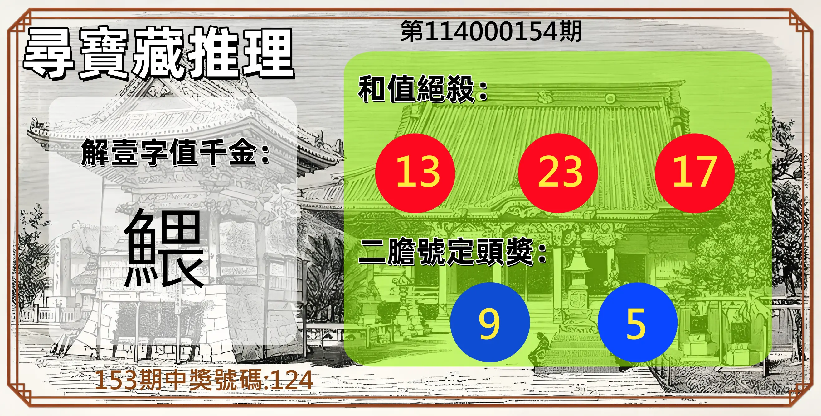 3星彩第114000154期尋寶藏推理