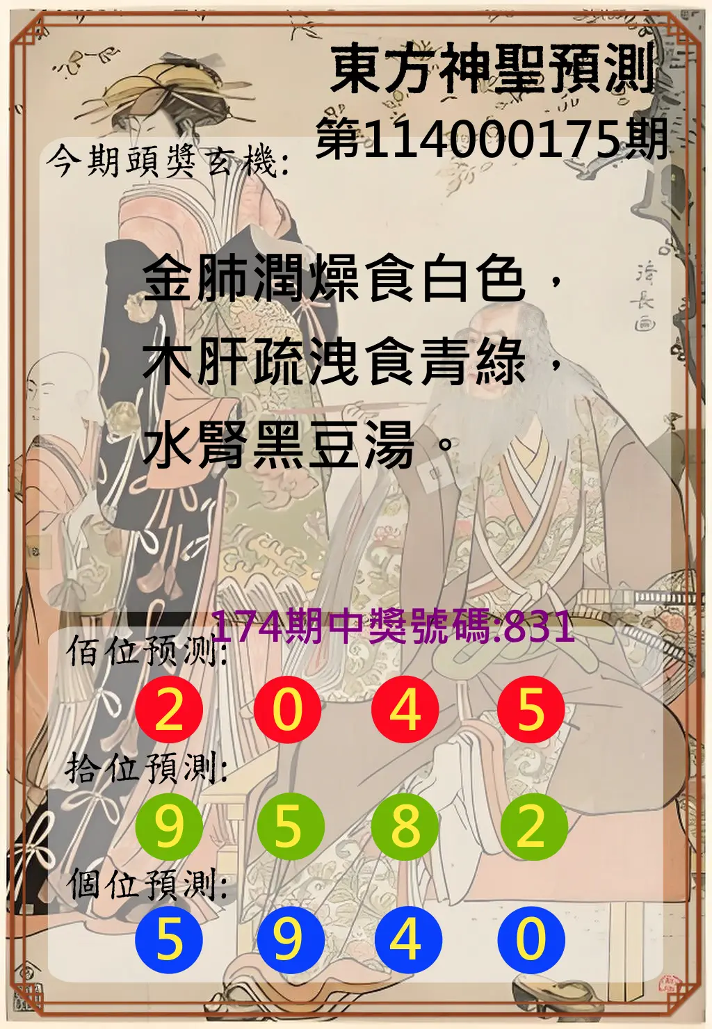 3星彩第114000175期(07/19)東方神聖預測