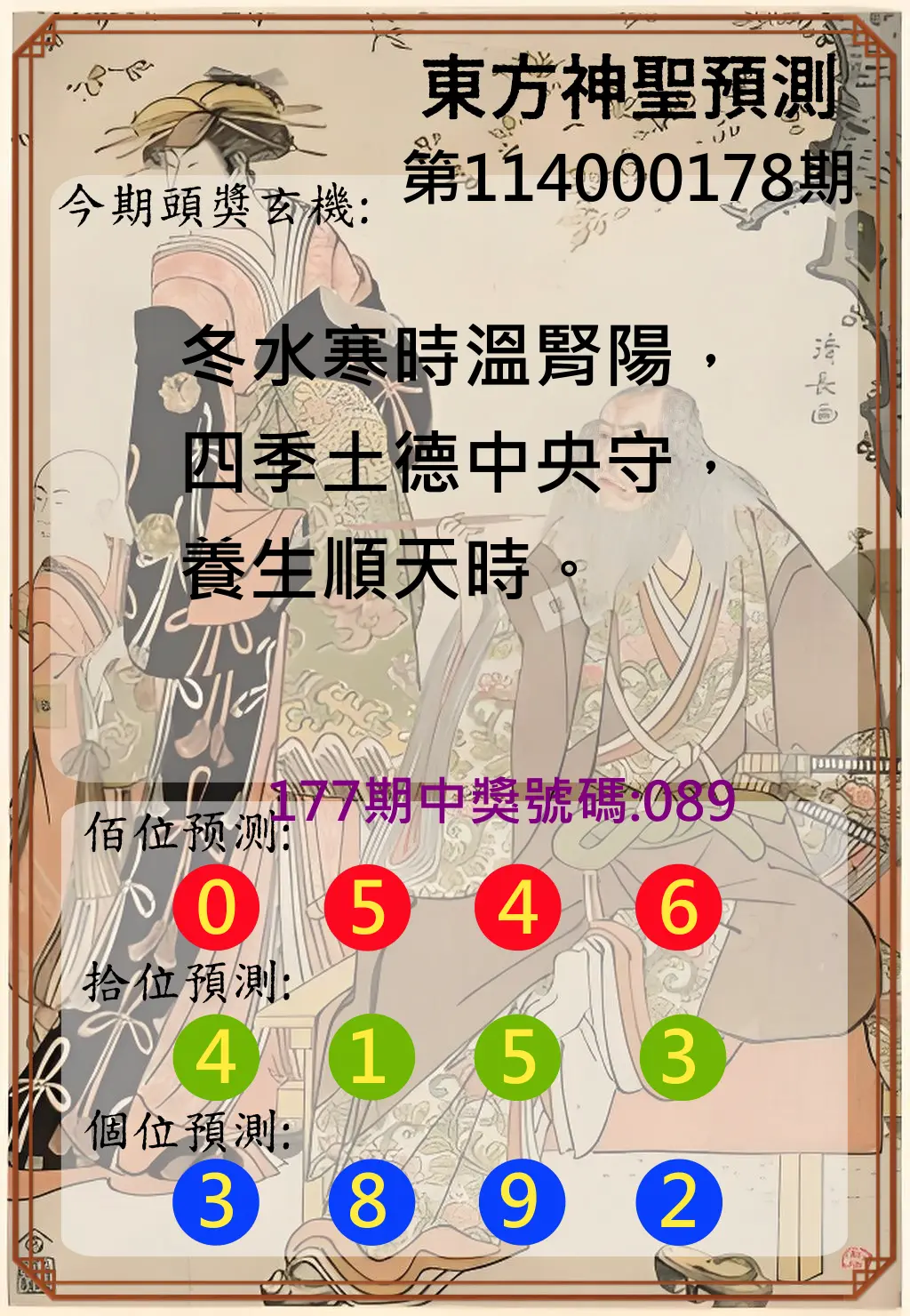 3星彩第114000178期(07/23)東方神聖預測