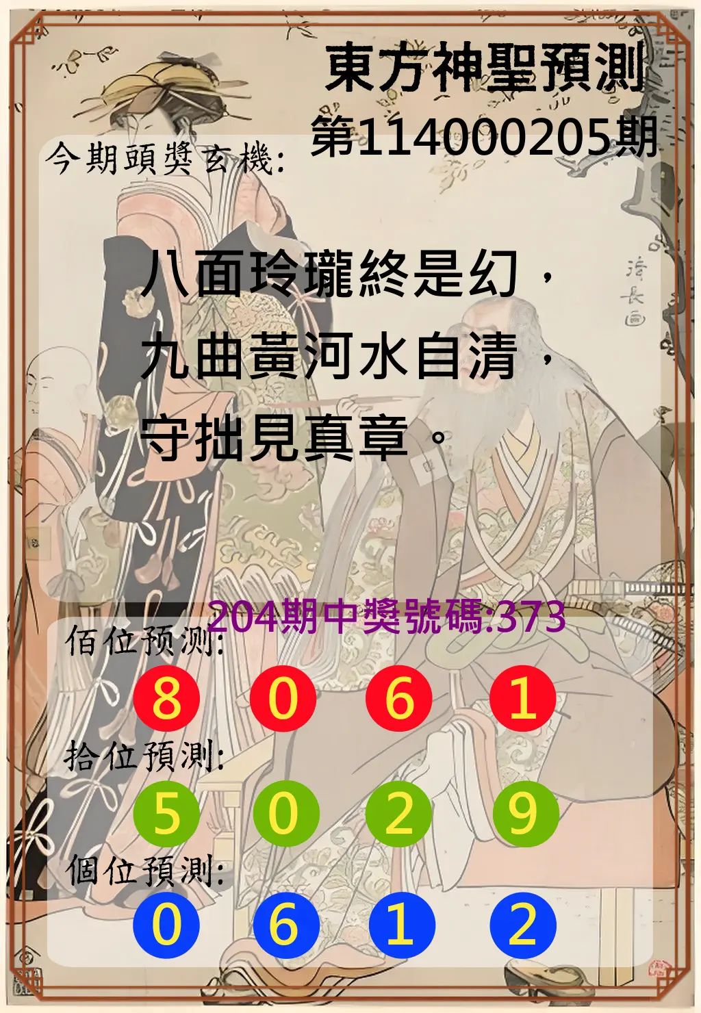 3星彩第114000205期(08/23)東方神聖預測