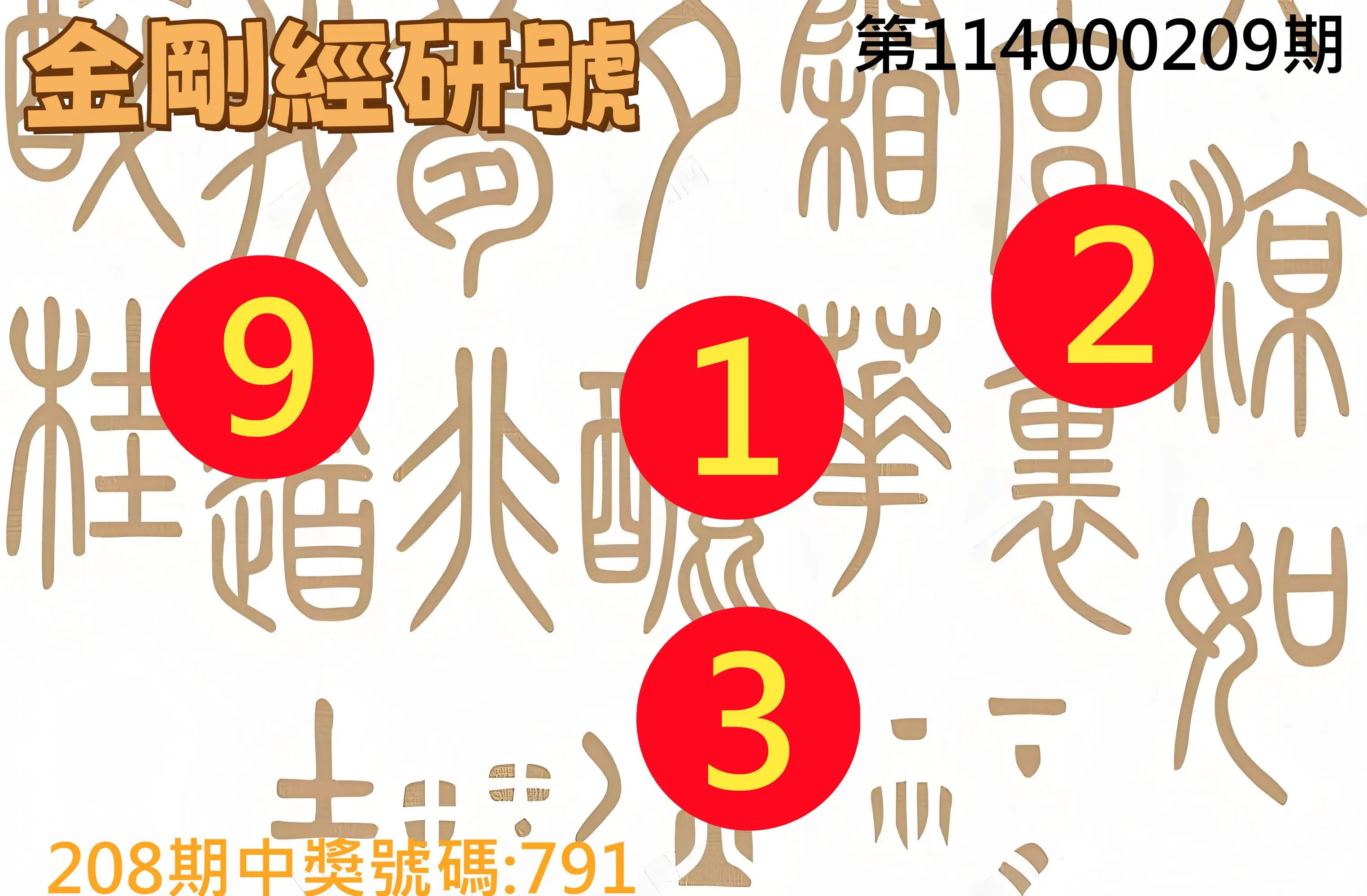 3星彩第114000209期(08/28)金剛經研號