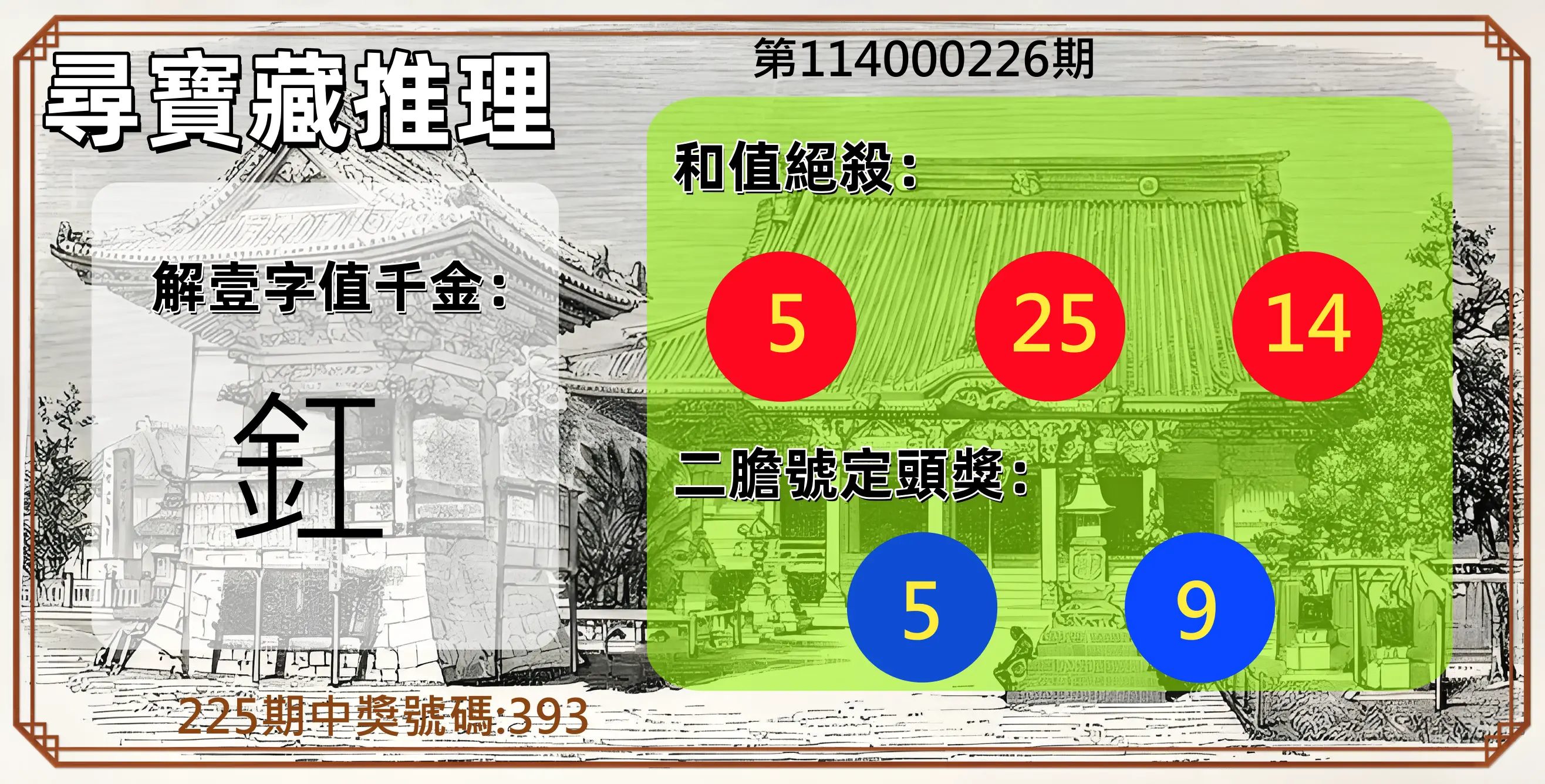 3星彩第114000226期(09/17)尋寶藏推理