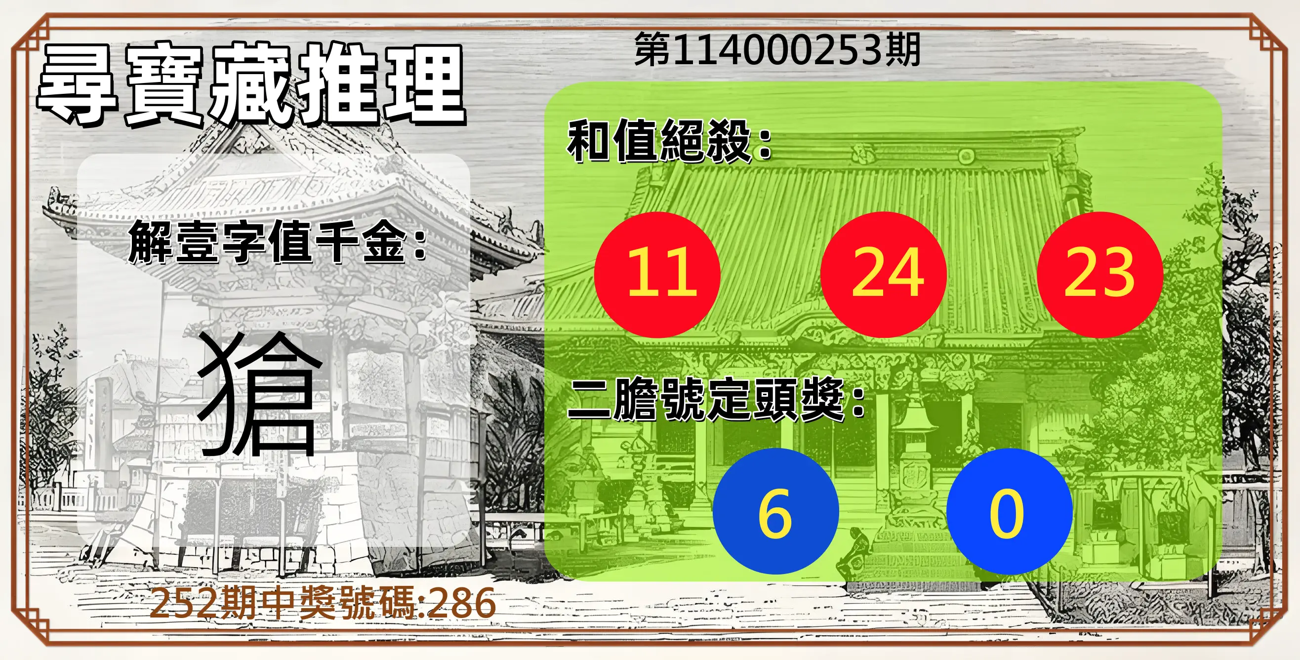 3星彩第114000253期(10/18)尋寶藏推理