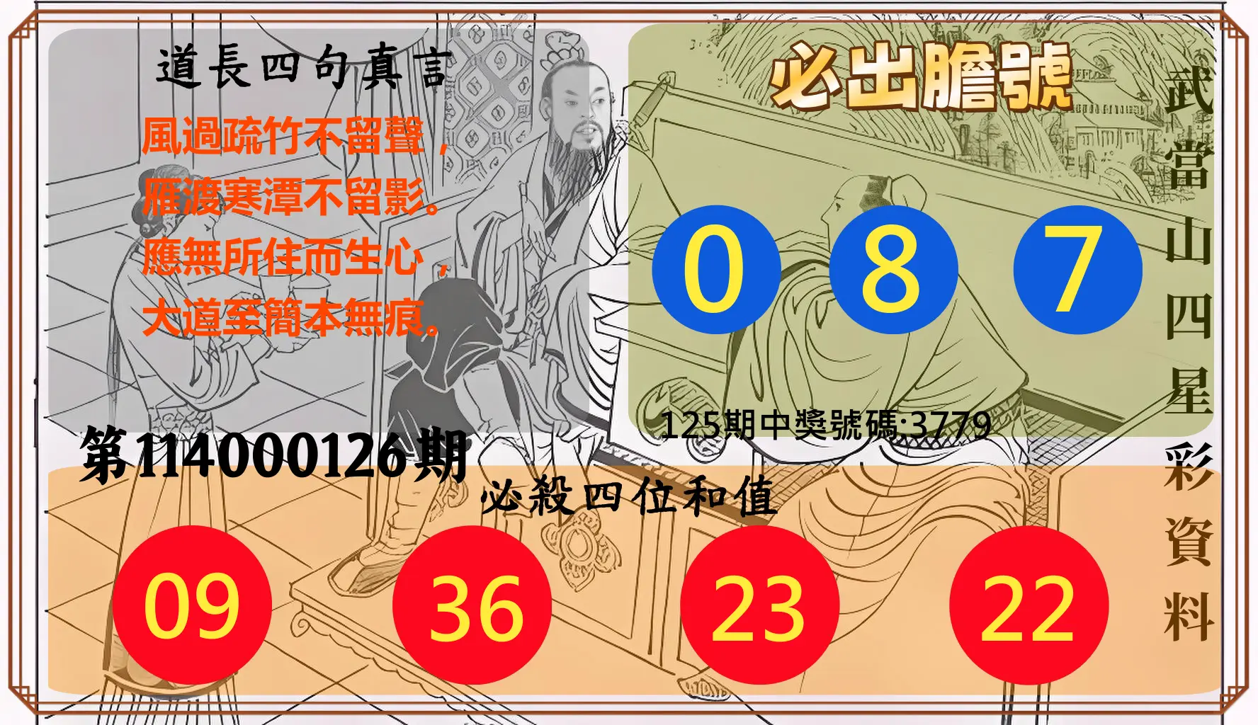 4星彩第114000126期武當山四星彩資料