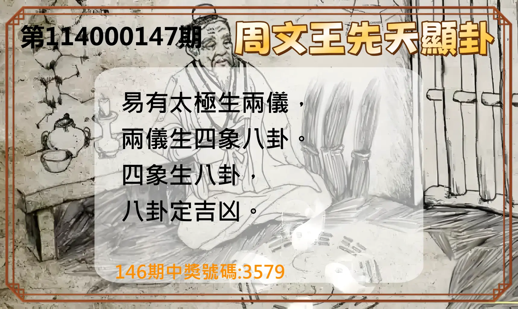 4星彩第114000147期周文王先天顯卦