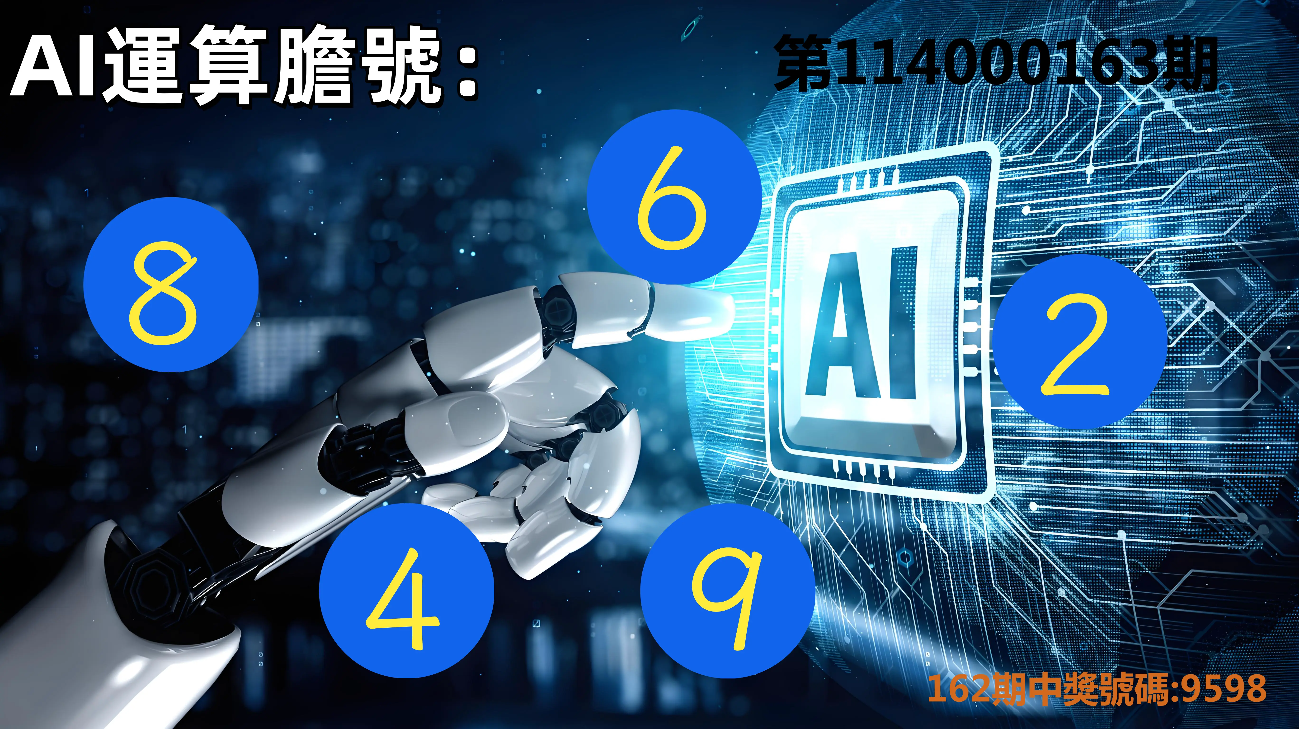 4星彩第114000163期(07/07)AI運算膽號