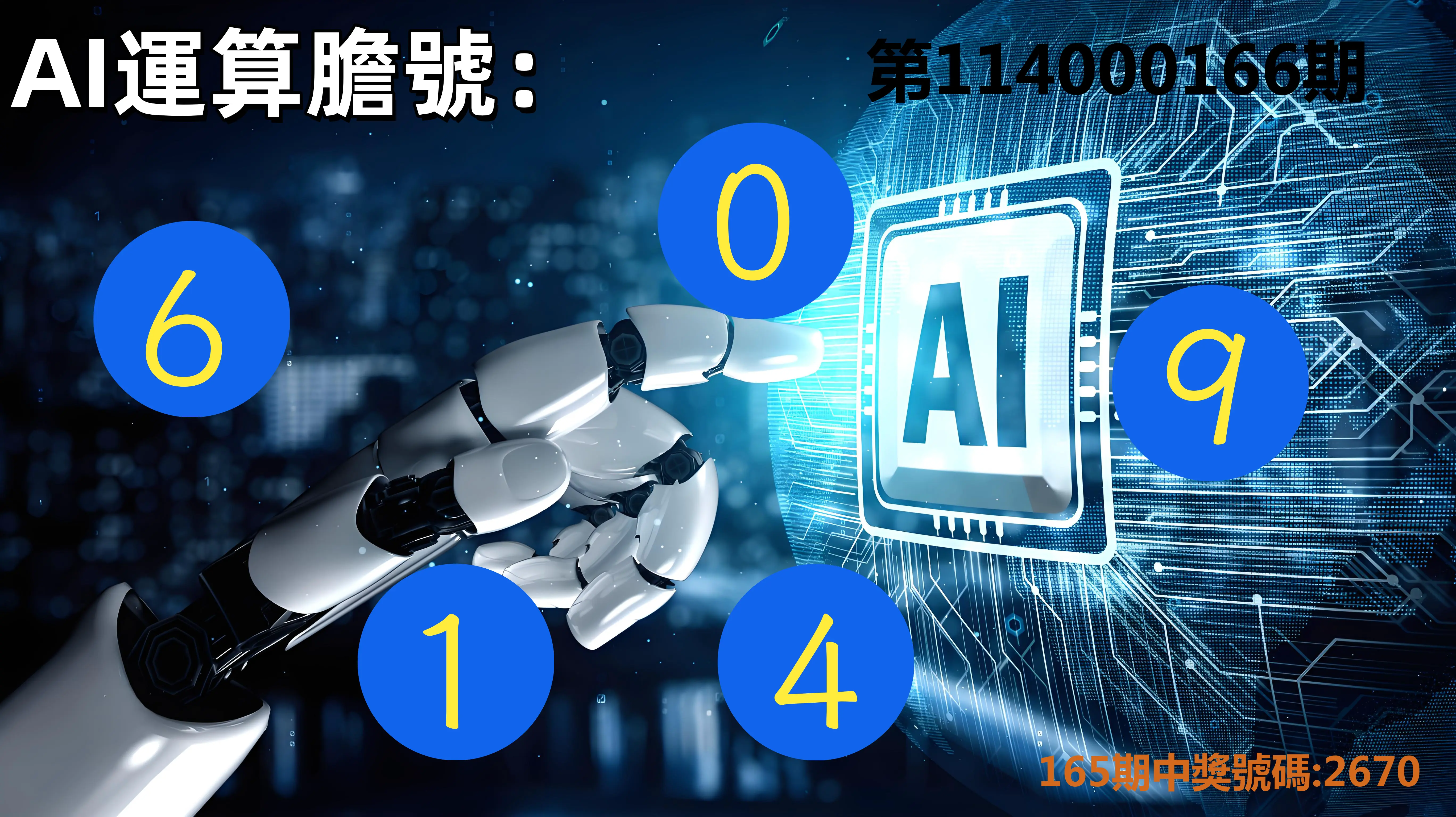4星彩第114000166期(07/09)AI運算膽號