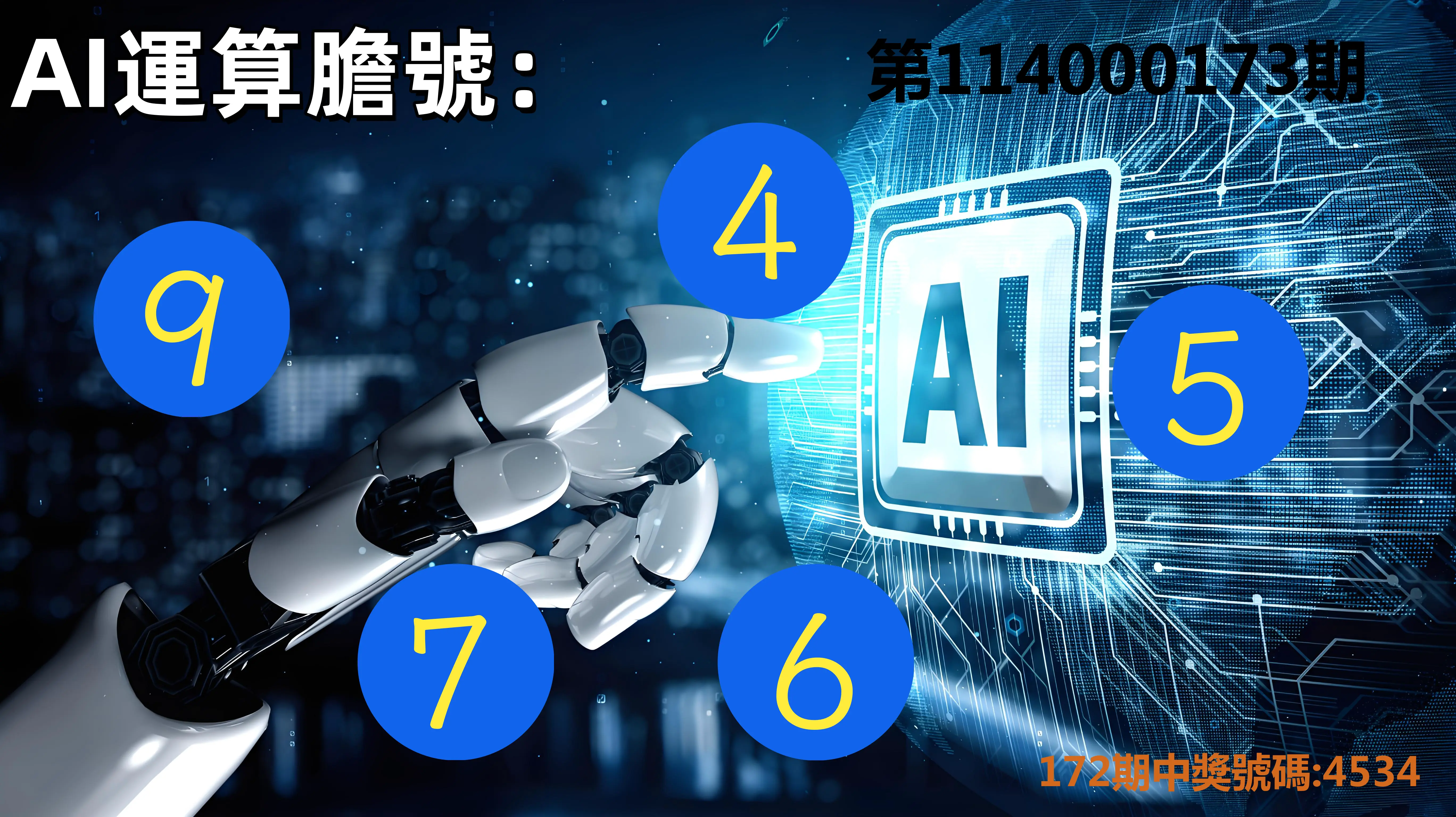 4星彩第114000173期(07/17)AI運算膽號